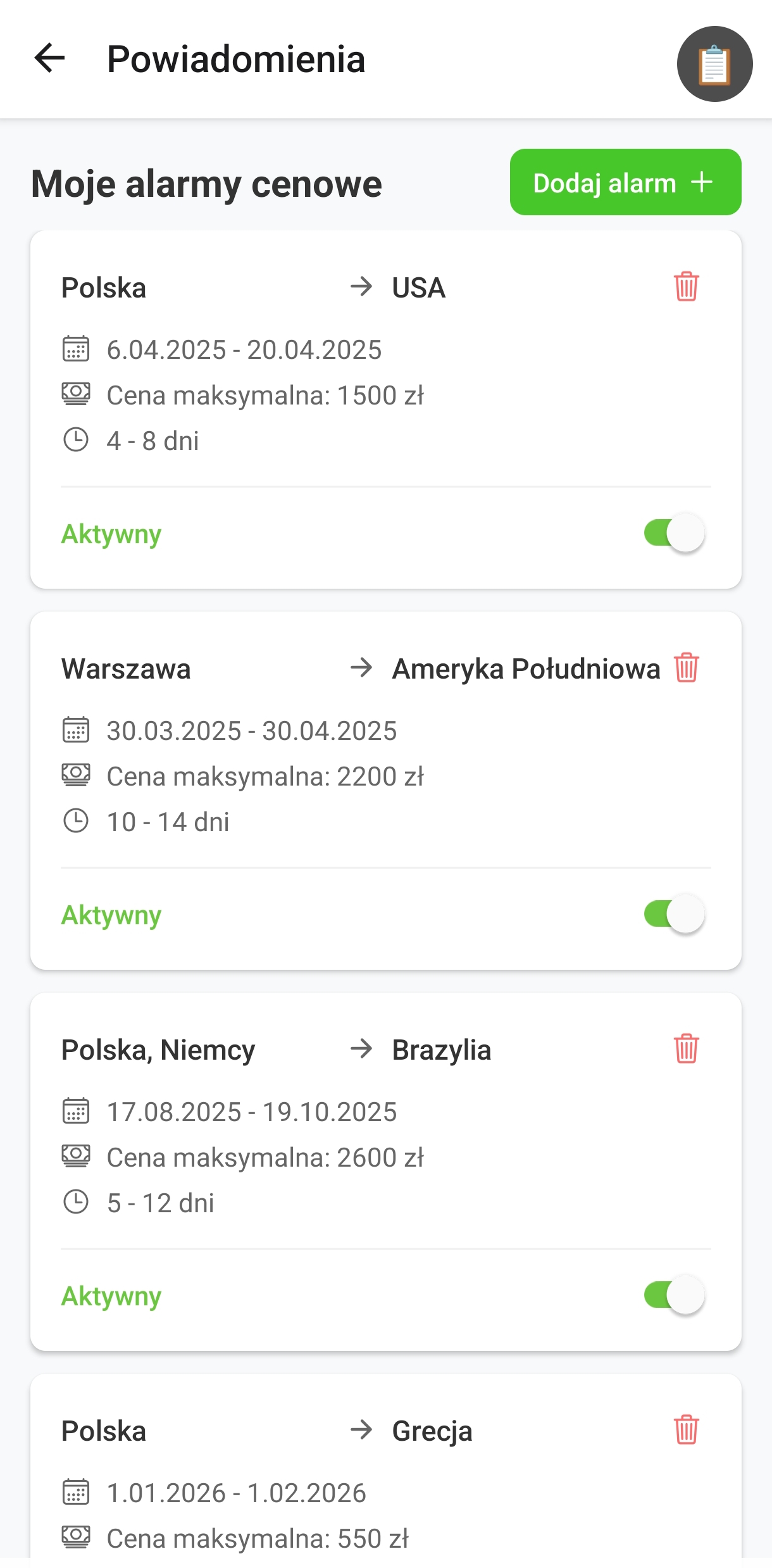 Kompleksowy system powiadomień o ofertach lotów z wykorzystaniem push notifications